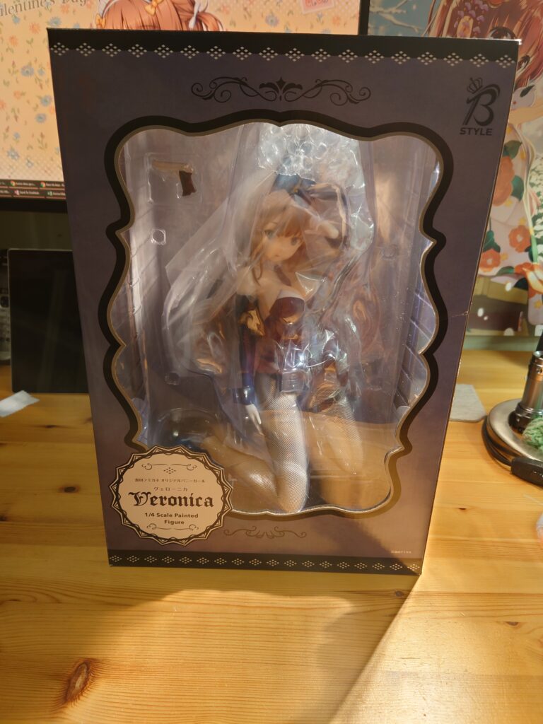 View of the front side of the box that Veronica came in.