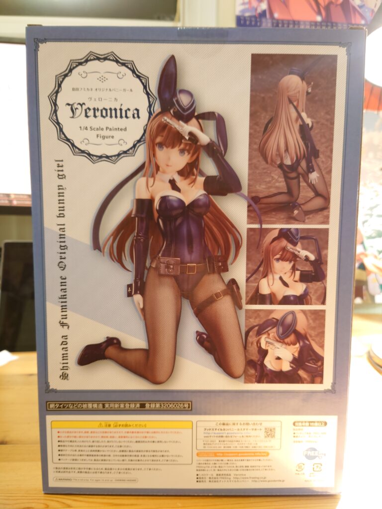 View of the back side of the box that Veronica came in.
