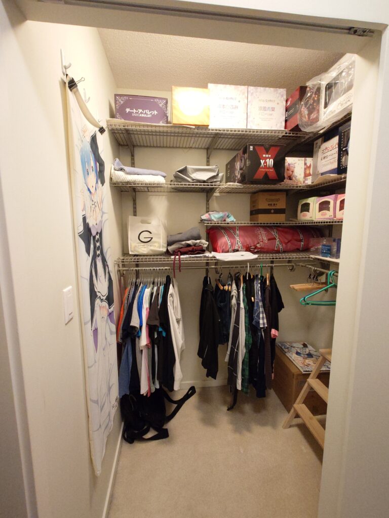 A photo of a walk-in closet.